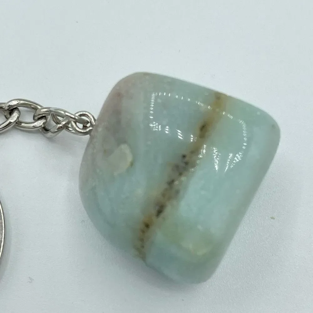 Amazonite tumble keychain key ring pendant chain NEW hand crafted luck fortune l